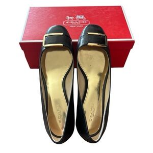 Coach Heeled Shoes Women’s Size 7.5 Isla Black Leather Slip On